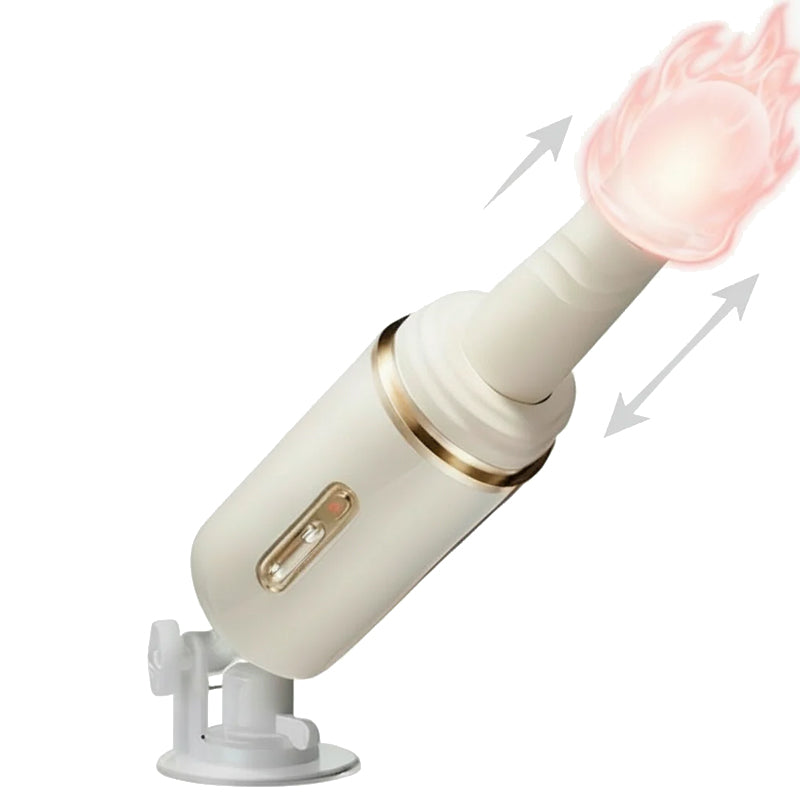 WarmRider automatic thrusting massager showing telescopic motion and 42 degree Celsius warming heat